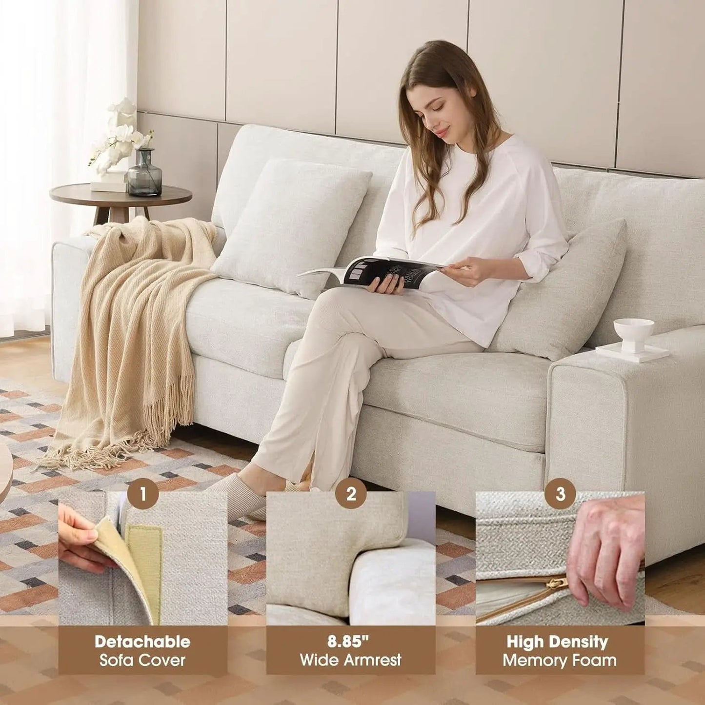 Modern Beige Recliner Sofa For Living Room Furniture from PriceLows™