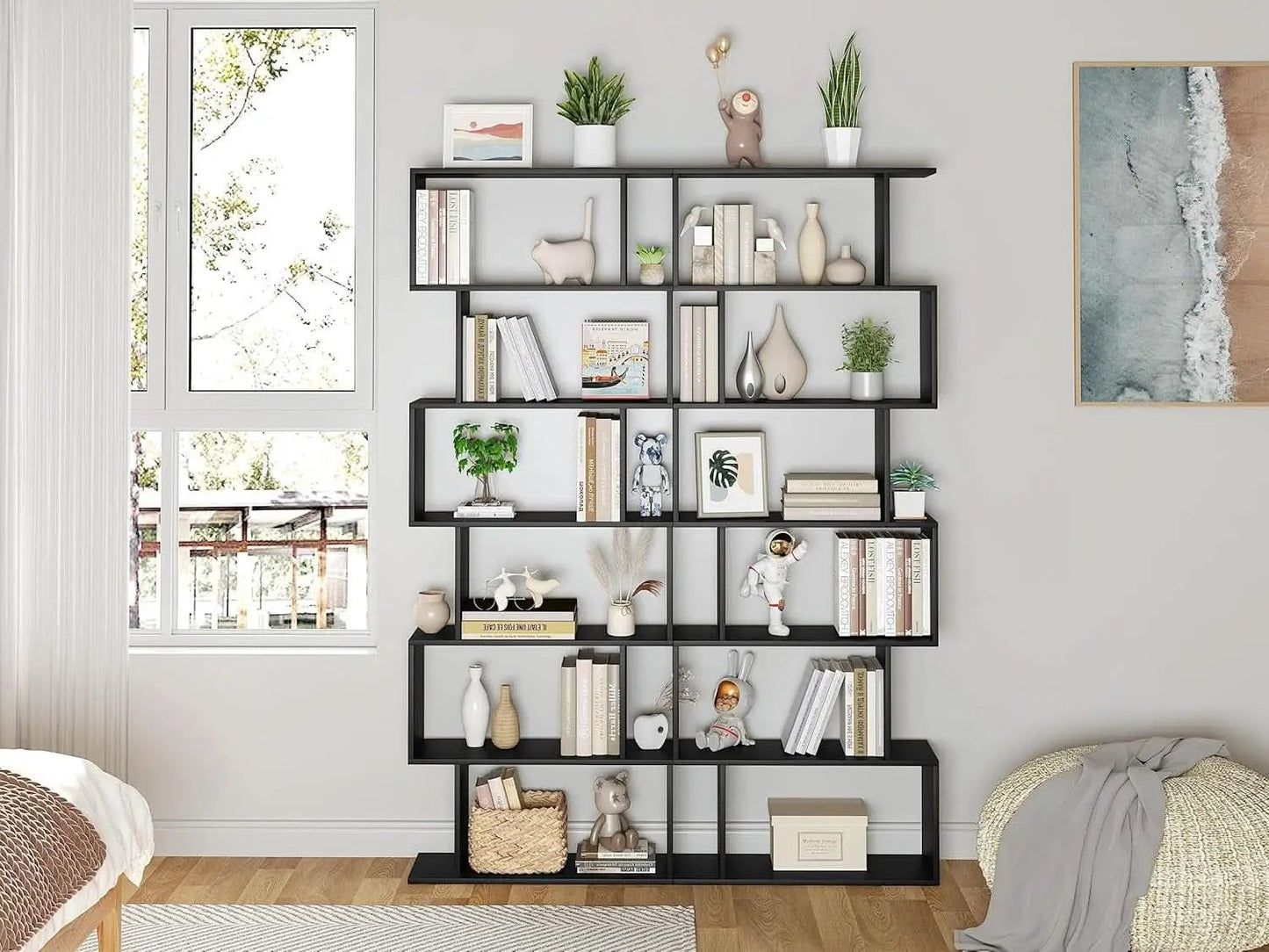 6 Tier S Shaped Bookshelf Freestanding Modern Display from PriceLows™