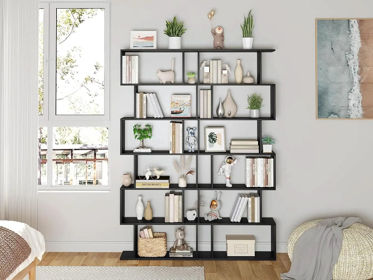 6 Tier S Shaped Bookshelf Freestanding Modern Display from PriceLows™