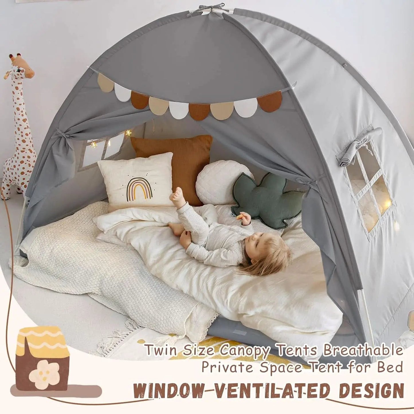 Twin Bed Tent Canopy Blackout Privacy PlayhouseKit from PriceLows™