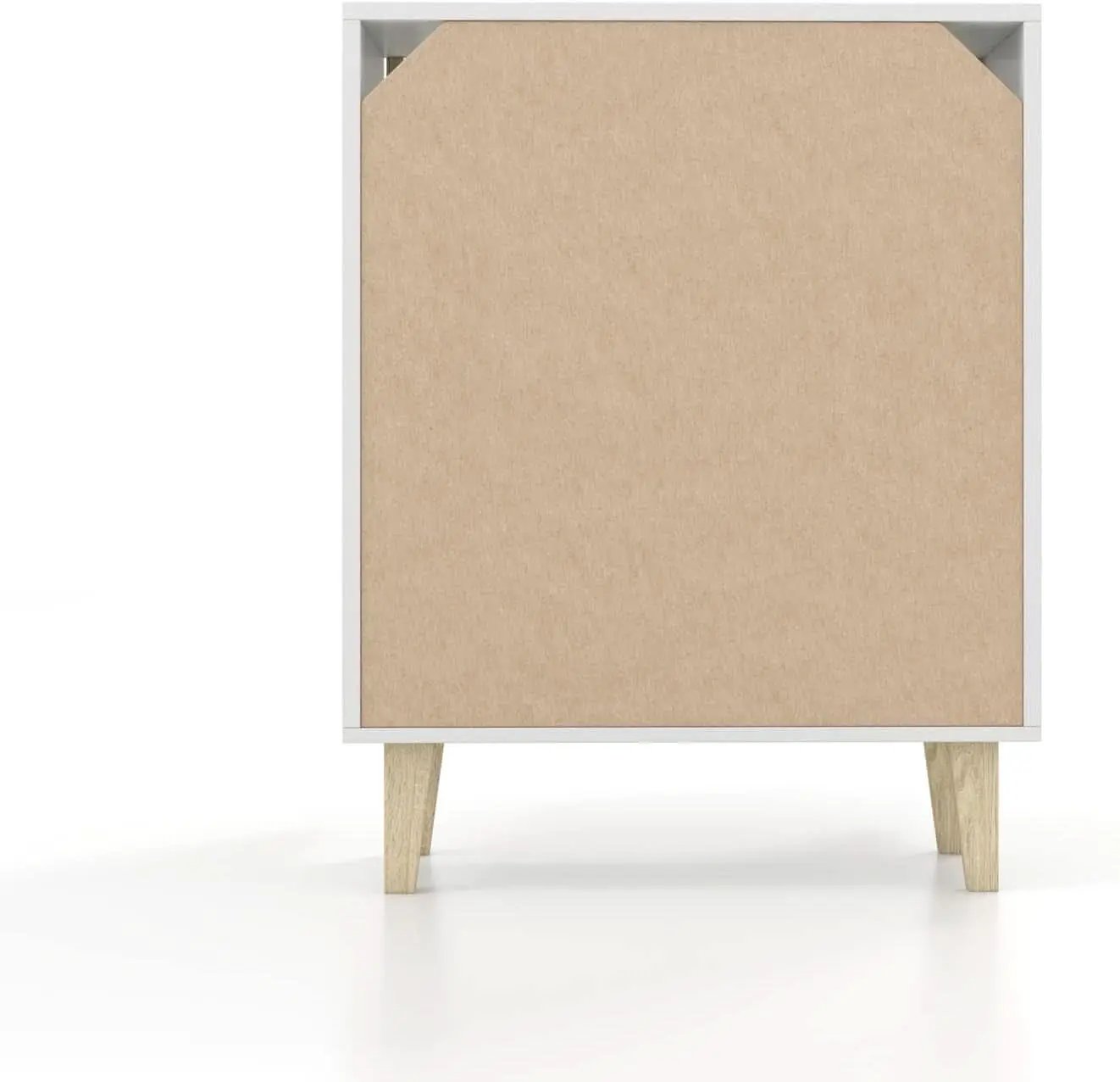 White Buffet Cabinet Sideboard With Rattan Doors Storage from PriceLows™