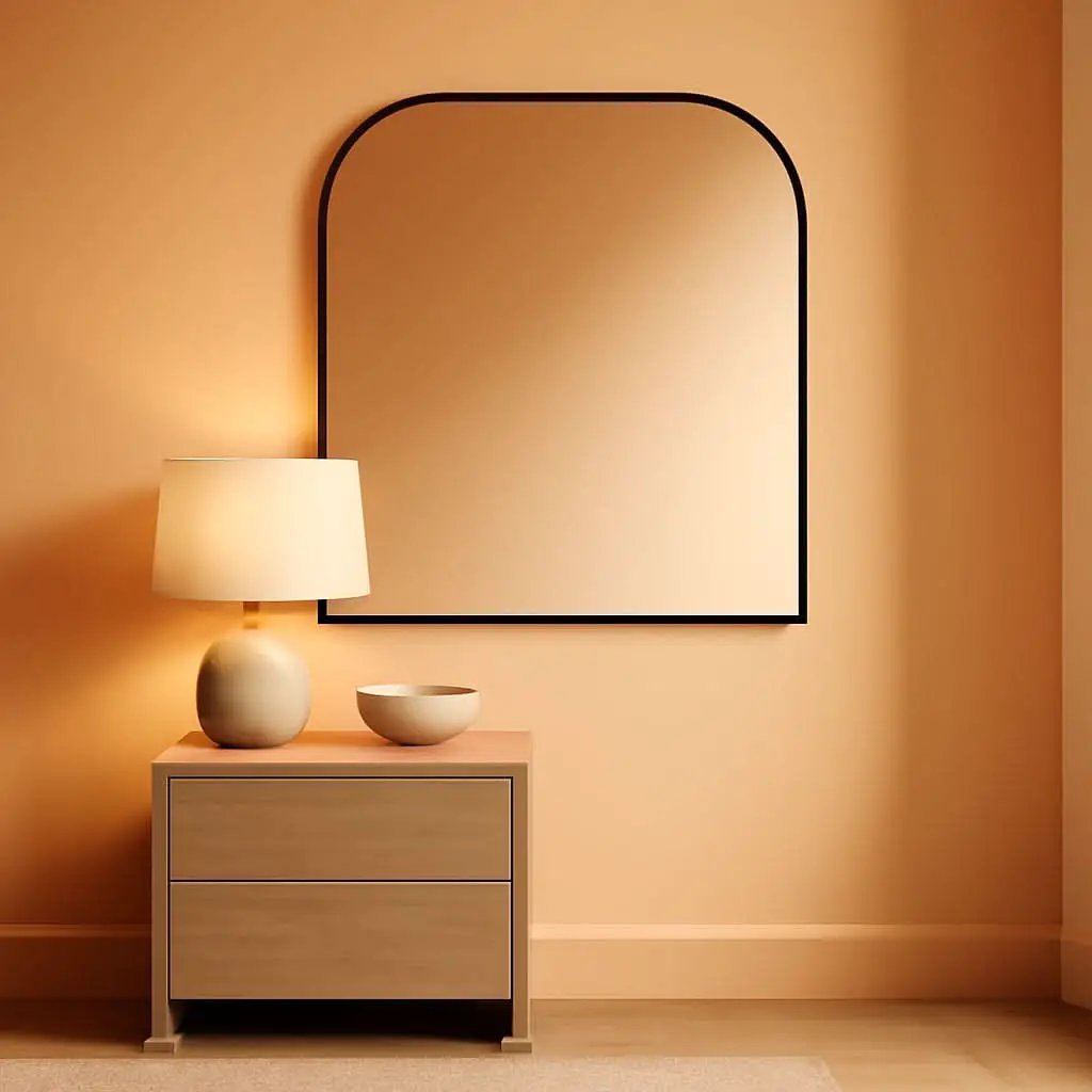 Master And Co Modern Metal Arch Wall Mirror 36x32 Black from PriceLows™