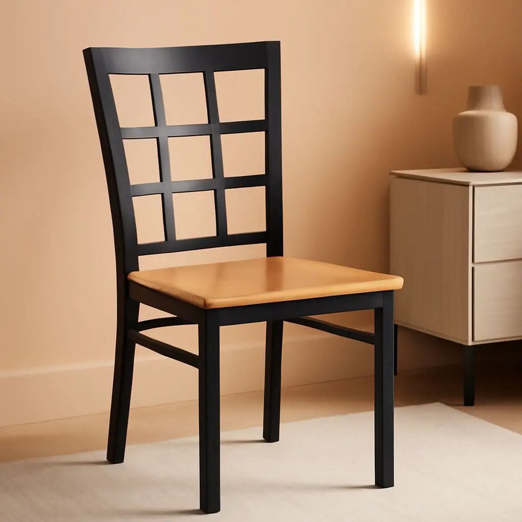 Hercules Series Black Metal Restaurant Chair With Wood Seat from PriceLows™