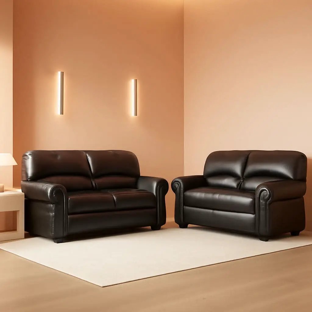 Dark Brown Top Grain Leather Sofa Set With Loveseat from PriceLows™