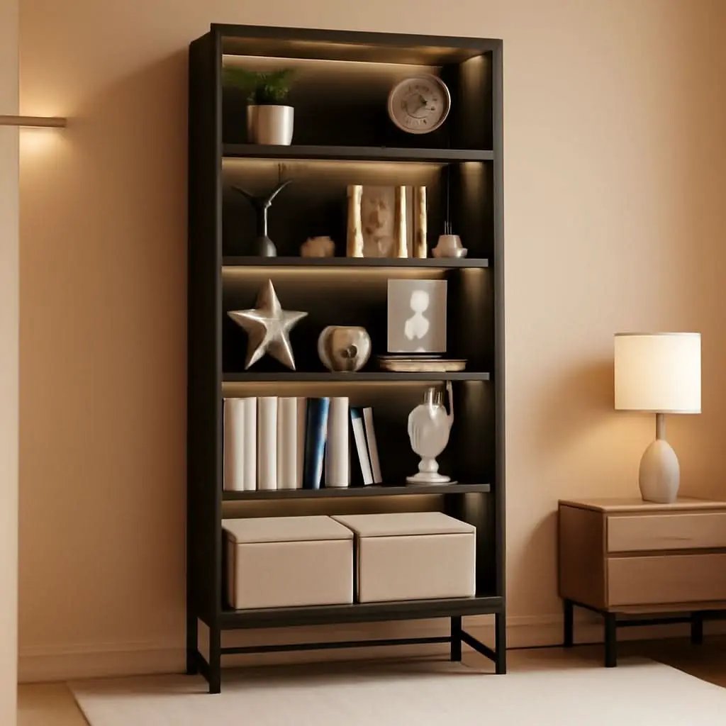Tall Bookcase 70.8 Inch Led Lights For Living Room from PriceLows™