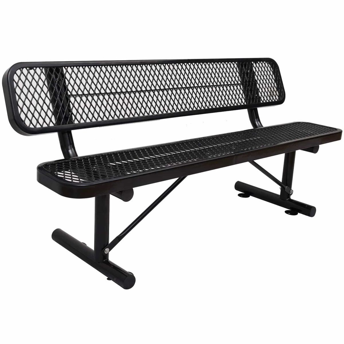 6' Outdoor Steel Bench With Backrest | 5 Pieces | Steel | Outdoor Living