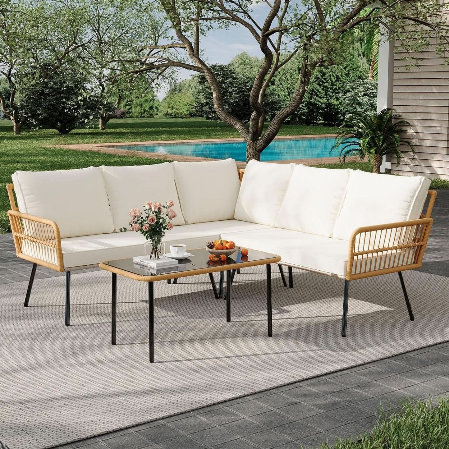 Wicker Patio Furniture Set with Cushions for Outdoor from PriceLows™