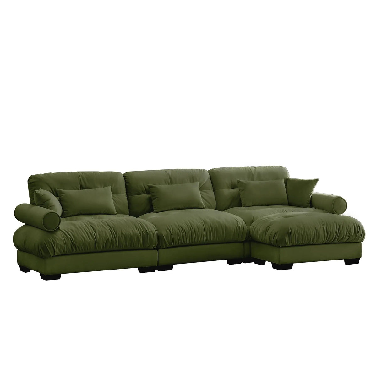 Modular Sectional Sofa | Deep Comfort Cushions | Vintage Fabric Ottoman