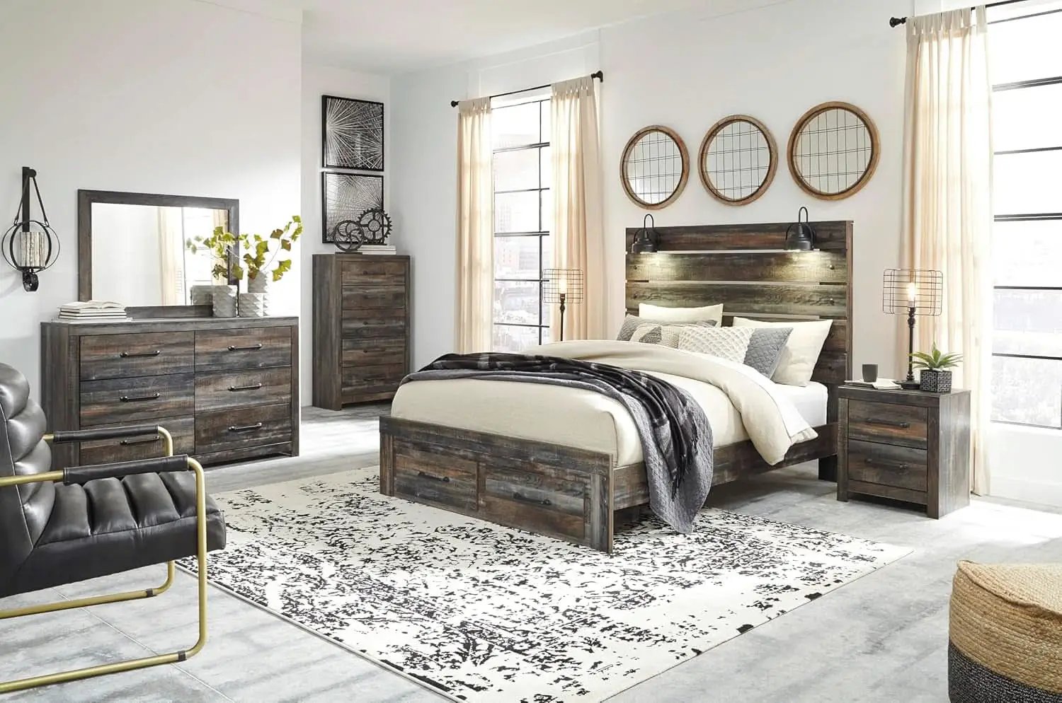 Rusticated Six Drawer Dresser Weathered Brown Bedroom from PriceLows™