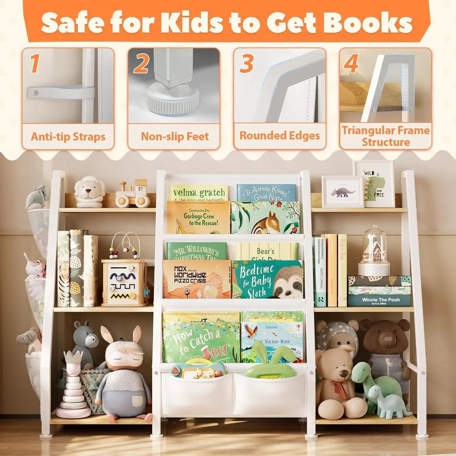 Kids Bookshelf And Toy Organizer 3-Tier Burlywood Bookcase from PriceLows™