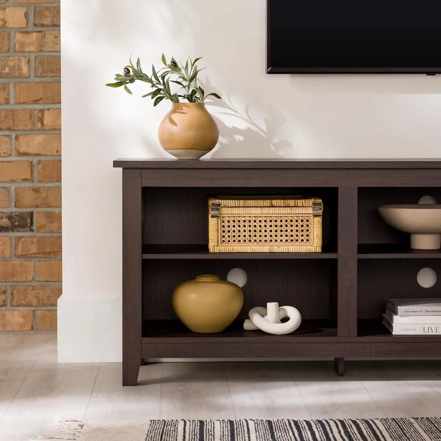 70 Inch TV Stand Espresso Finish With Adjustable Shelves from PriceLows™