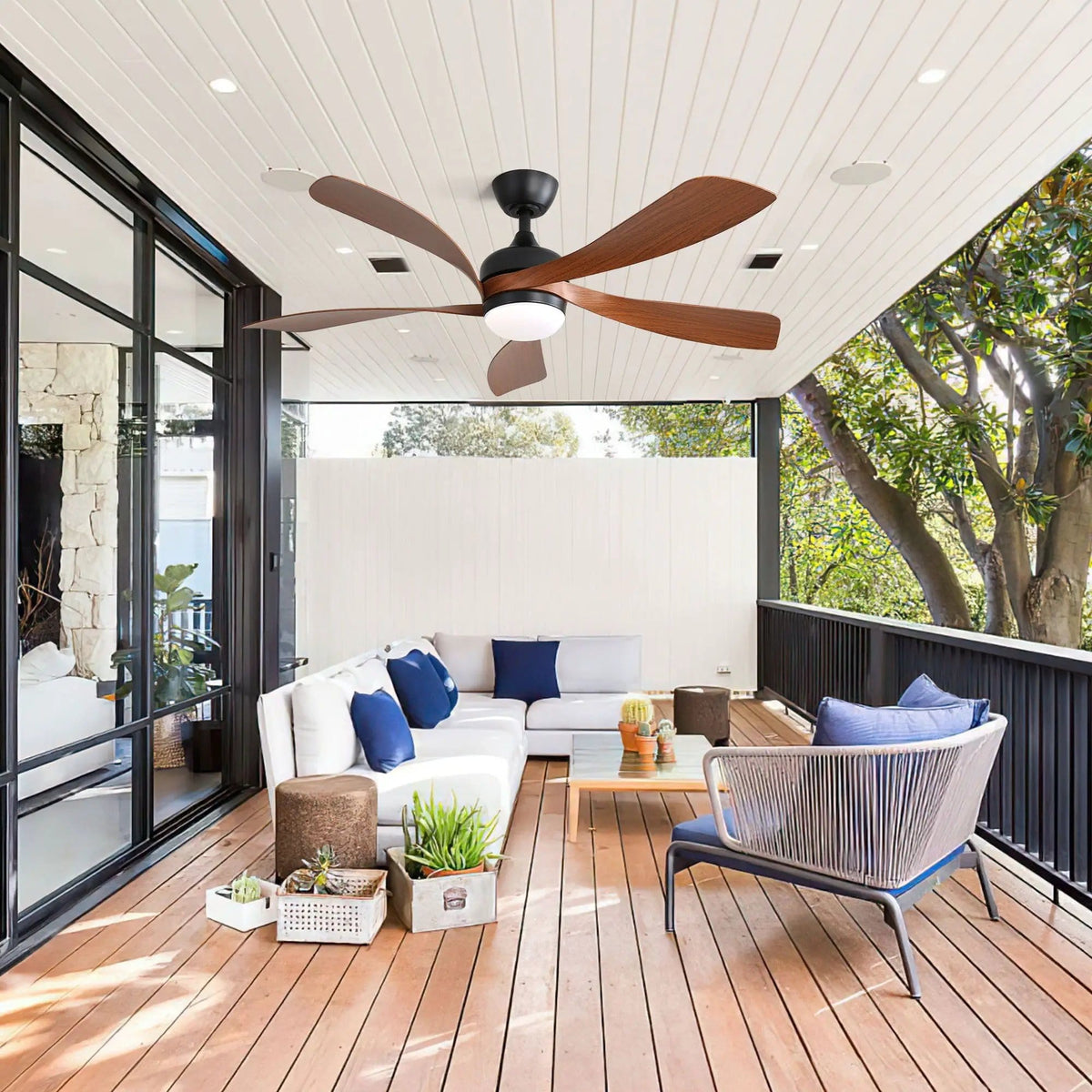 Ceiling Fan & DC Motor And Integrated Light | 3 Pieces | Wood | Home