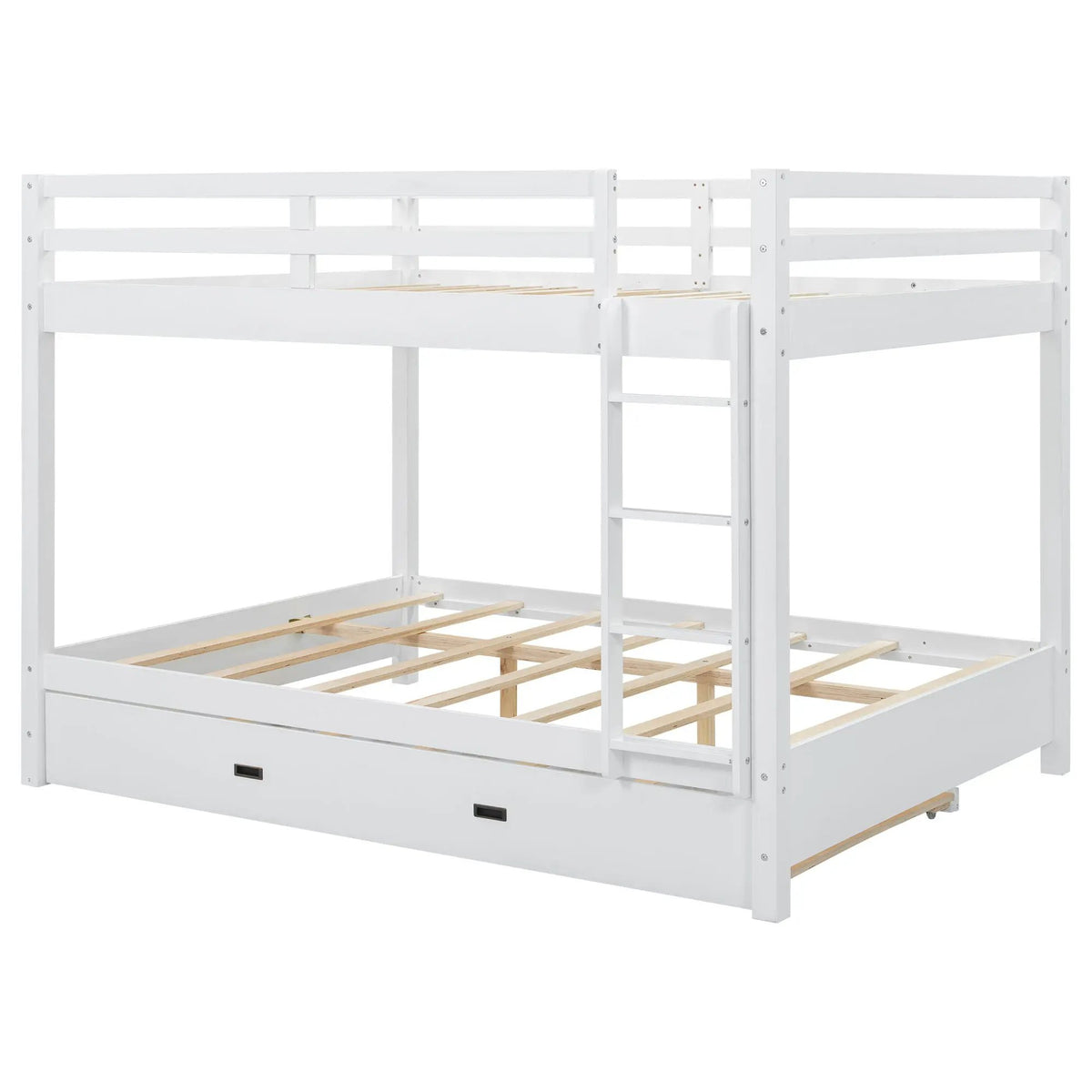 Sturdy Bunk Bed With Ladder | Solid Pine Wood | Guard Rails | Compact Layout