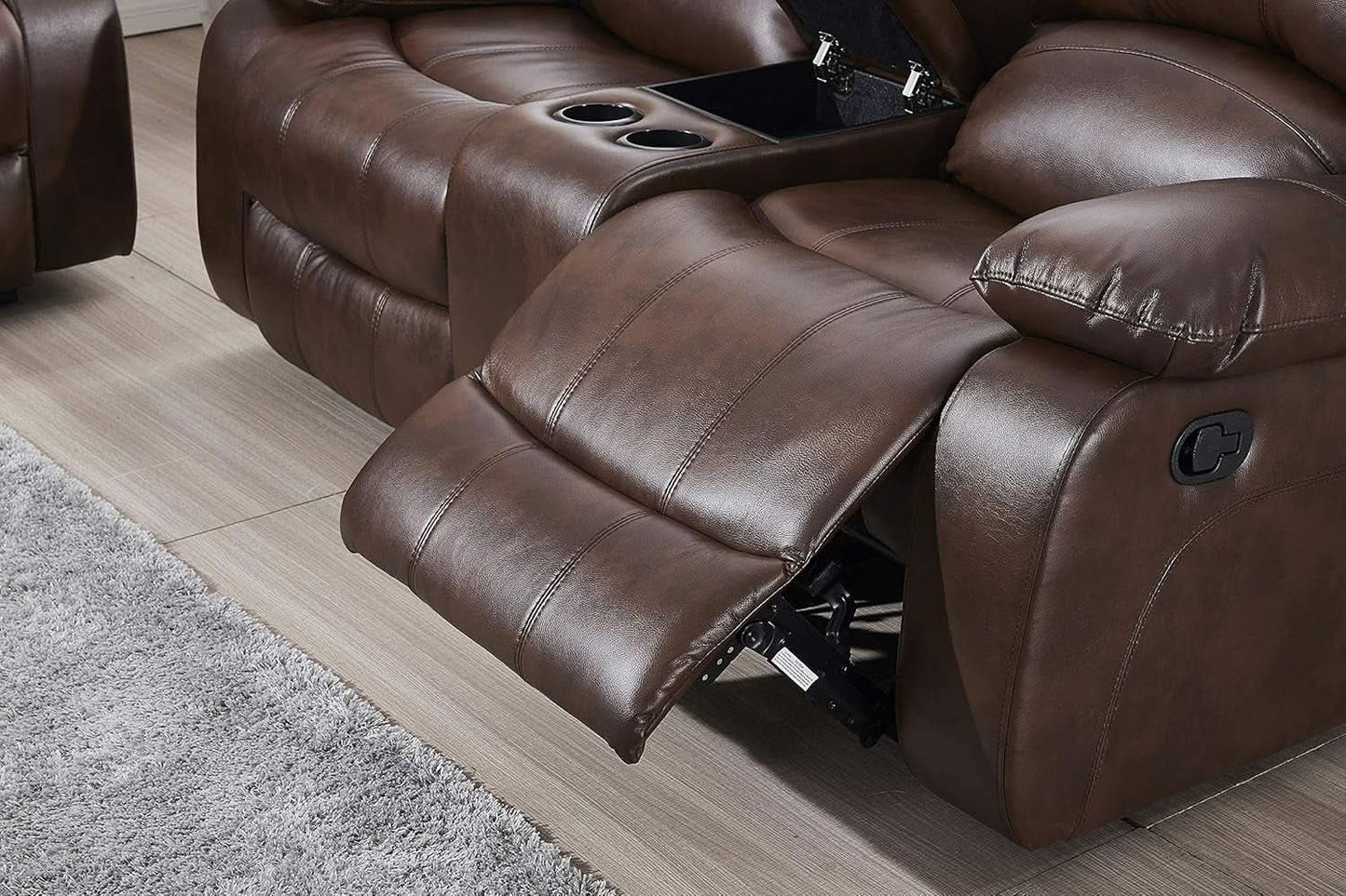 Brown Faux Leather Sofa and Loveseat Set Two Piece from PriceLows™
