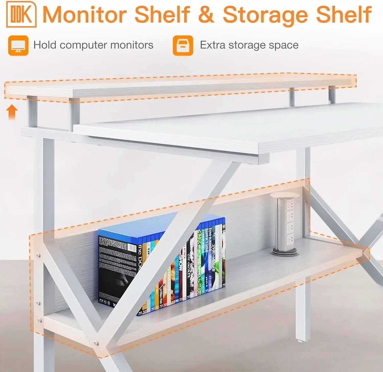 27.5 Inch White Computer Desk With Storage Shelves from PriceLows™