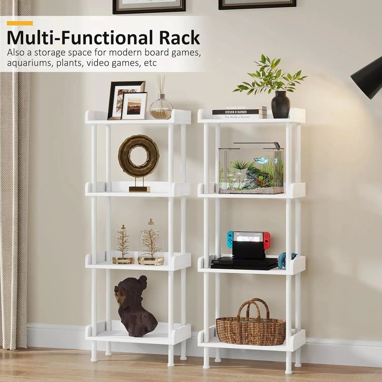 Wooden 4 Tier Bookcase For Small Spaces Living Room from PriceLows™