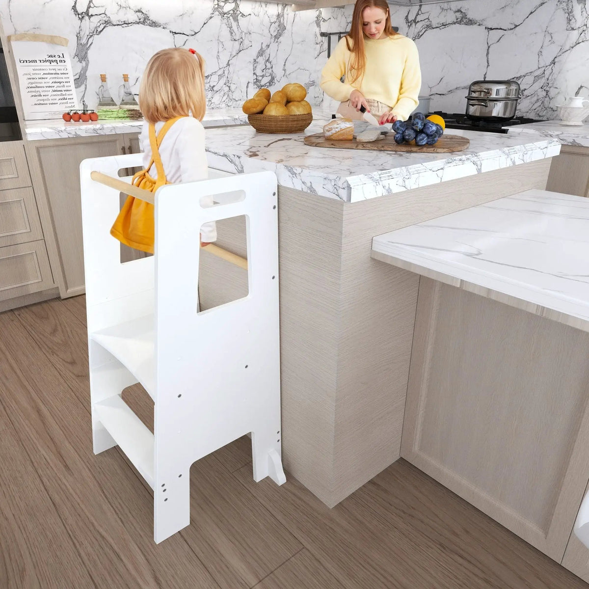 Toddler Standing Tower | Kitchen Step Stool | Adjustable Height | Removable Front Bar