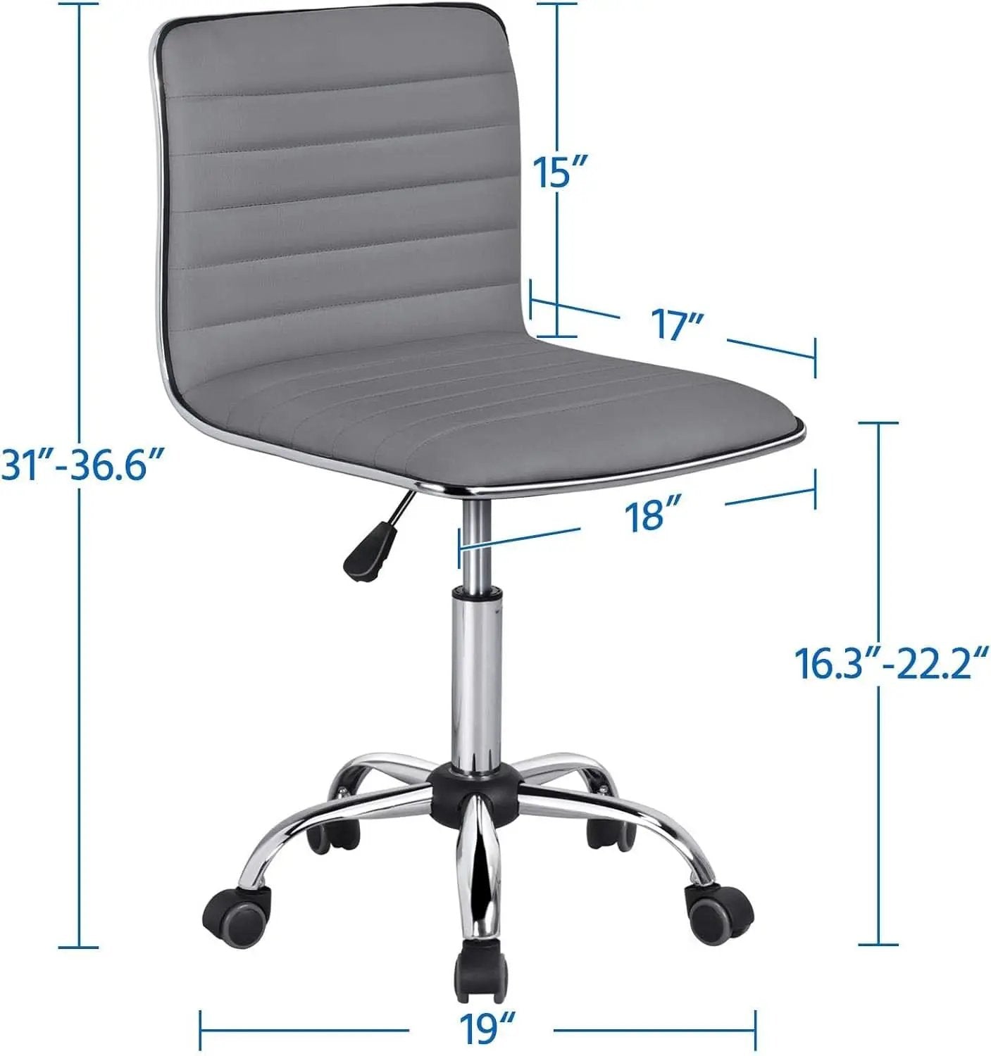 Grey PU Leather Armless Office Chair Height Adjustment from PriceLows™