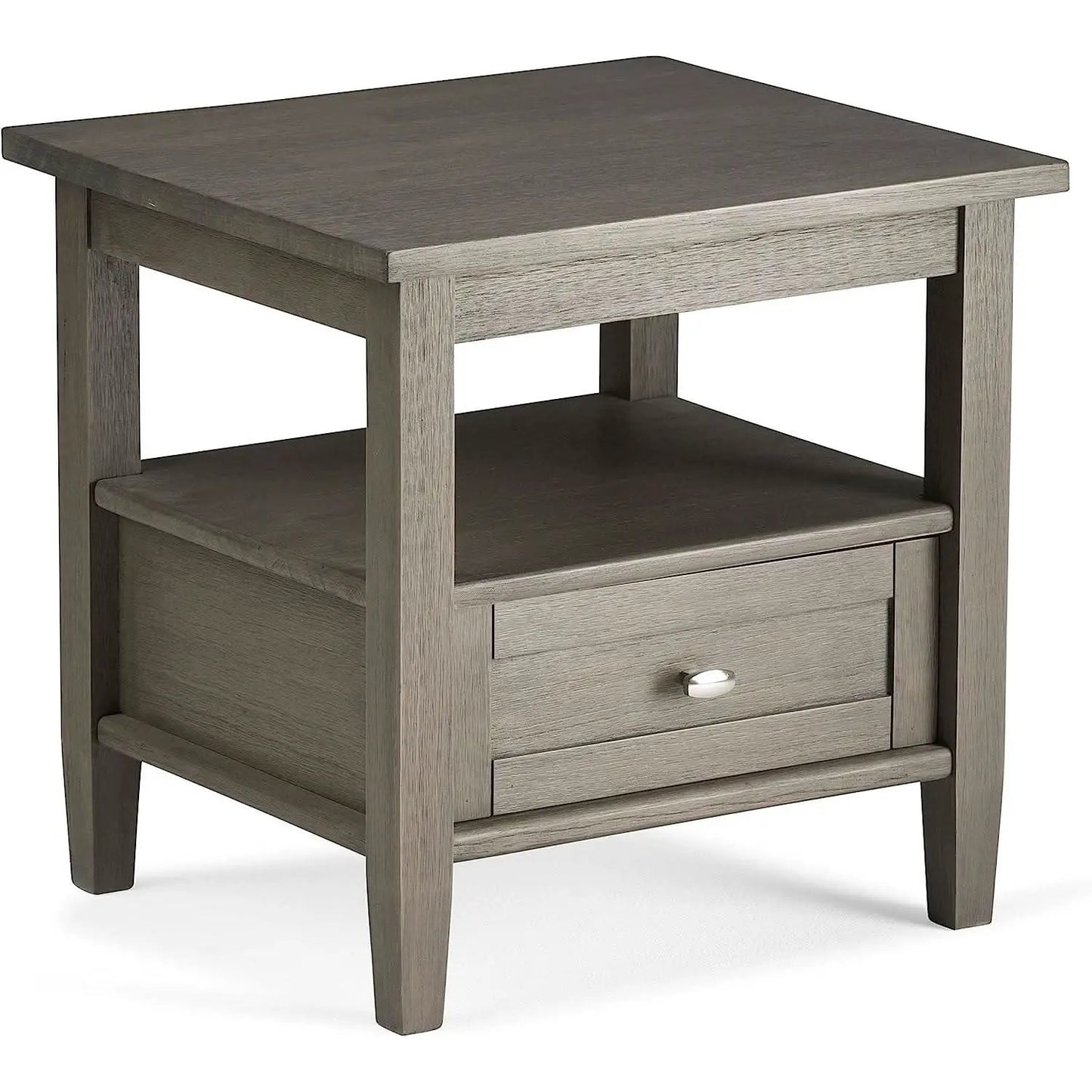 Solid Wood Rectangle End Table With Drawer Farmhouse Grey from PriceLows™