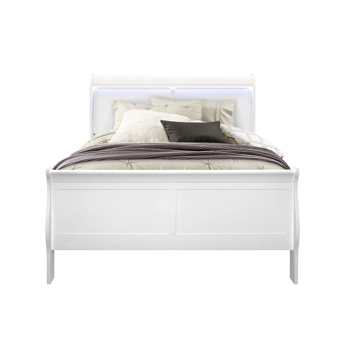 Charlston Sleigh Bed | Integrated LED Lighting | Modern Sleigh Design | 84.5 Inch Length