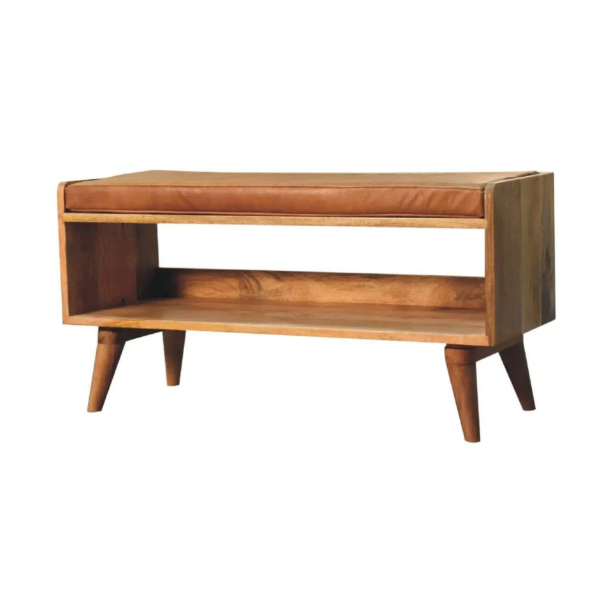 Solid Wood Bench With Upholstered Sea | 3 Pieces | Mango Wood | Home