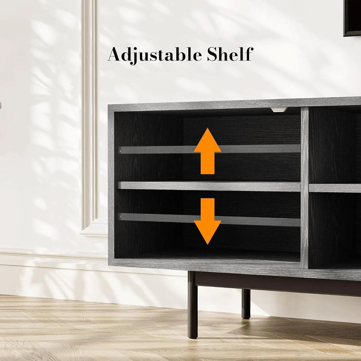 Modern Solid Wood TV Stand For 70 To 75 Inch TVs Black from PriceLows™