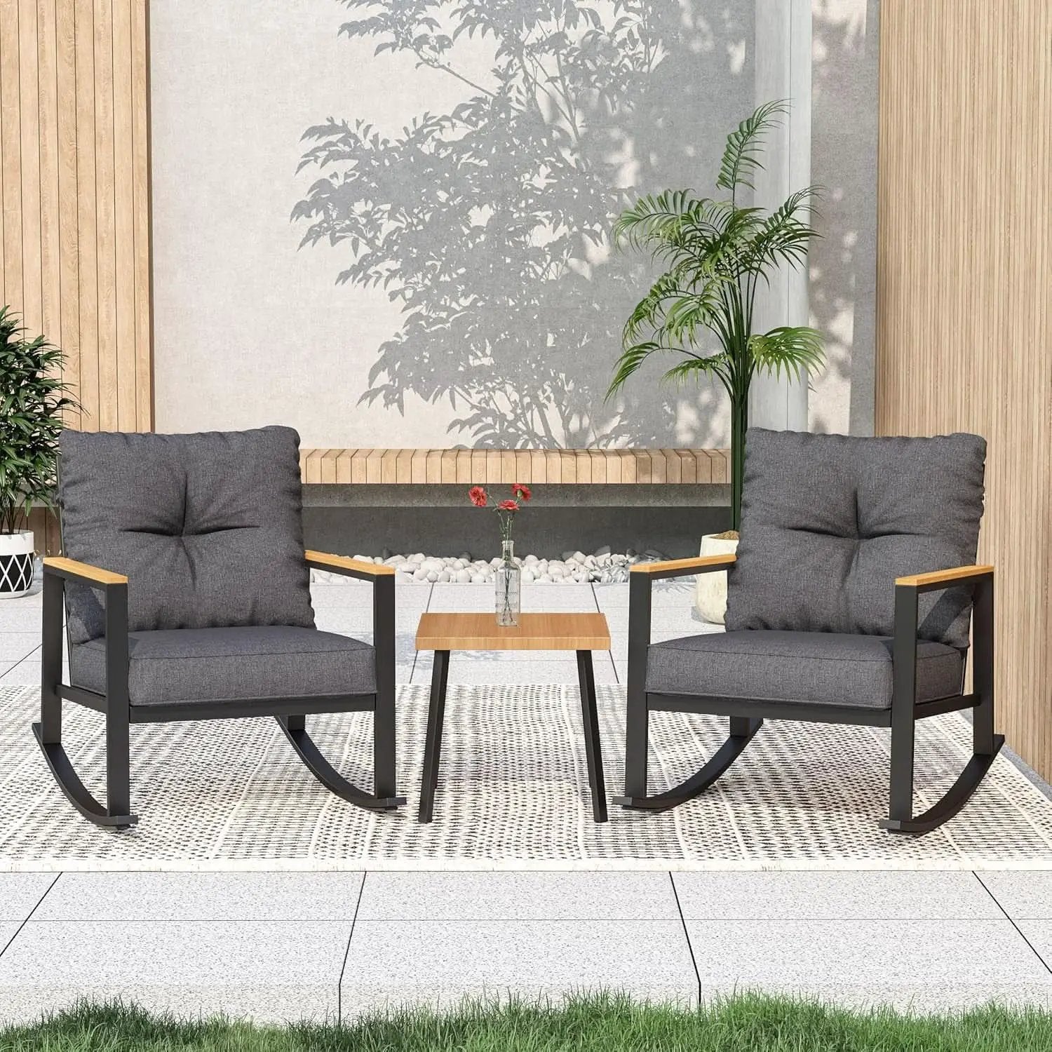 Outdoor Rocking Bistro Set with Thick Cushions from PriceLows™
