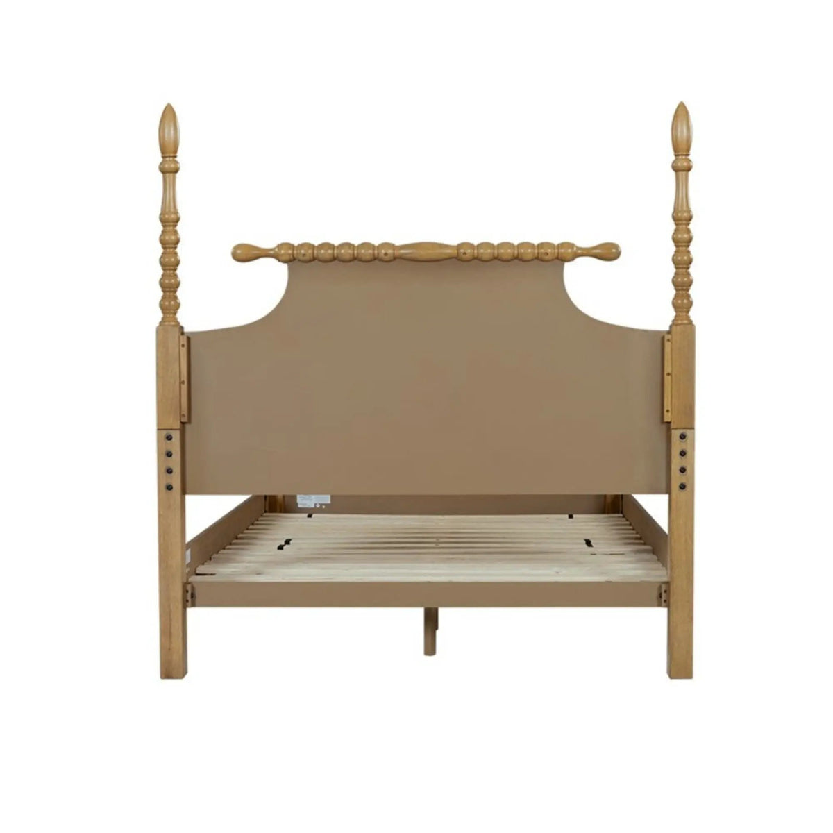 Queen Turned Leg Bed | Traditional Post Design | Solid Wood Frame | Natural Camel Oak Finish