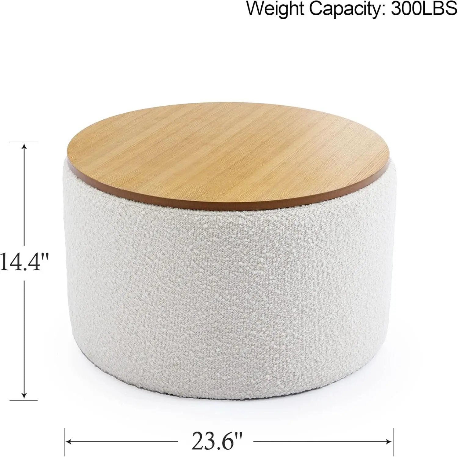 21 Inch Round Ottoman With Ample Storage Compartment from PriceLows™