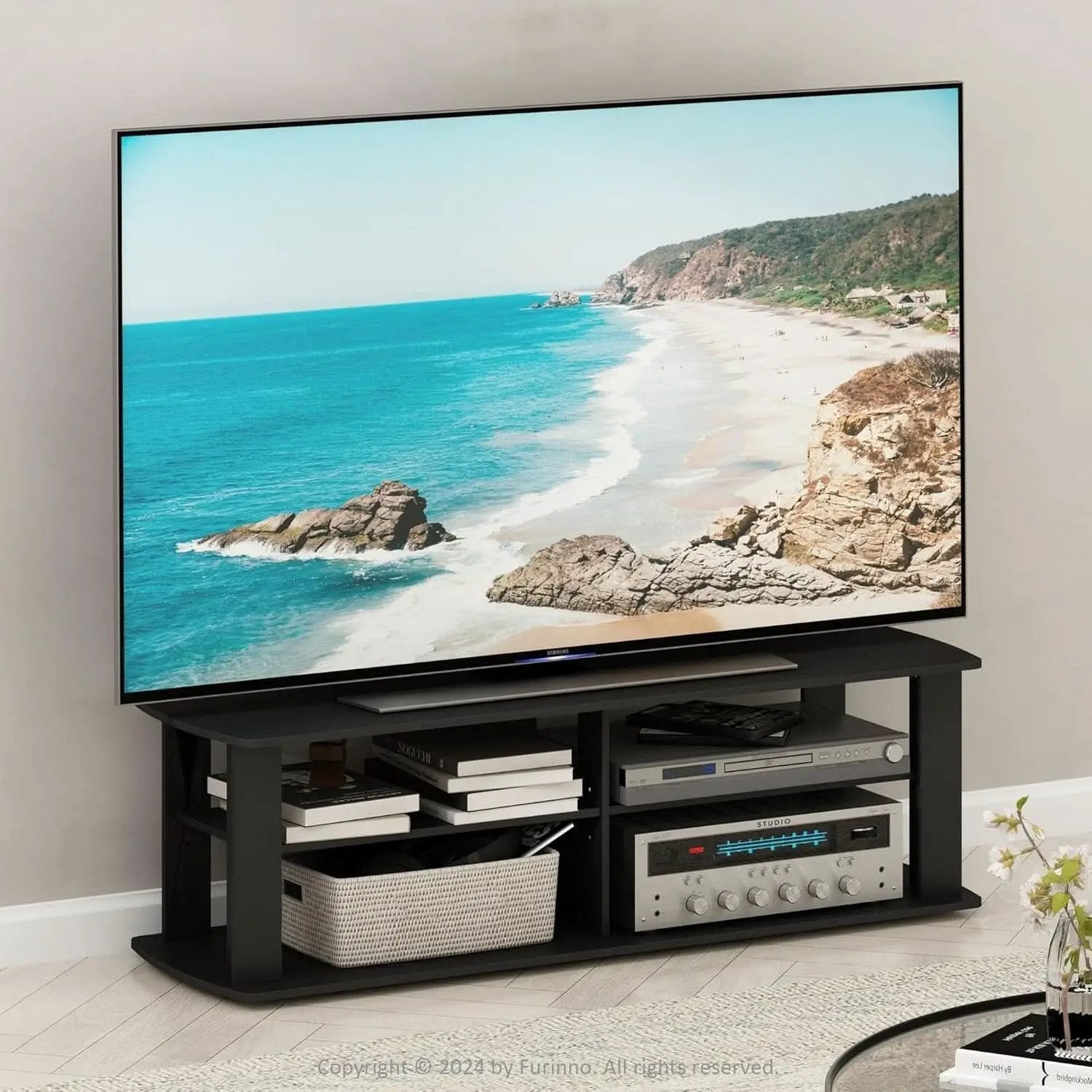 Entertainment Center TV Stand Black For 40 Inch TVs 43 Inch Wide 13 Inch Deep 13 Inch High from PriceLows™