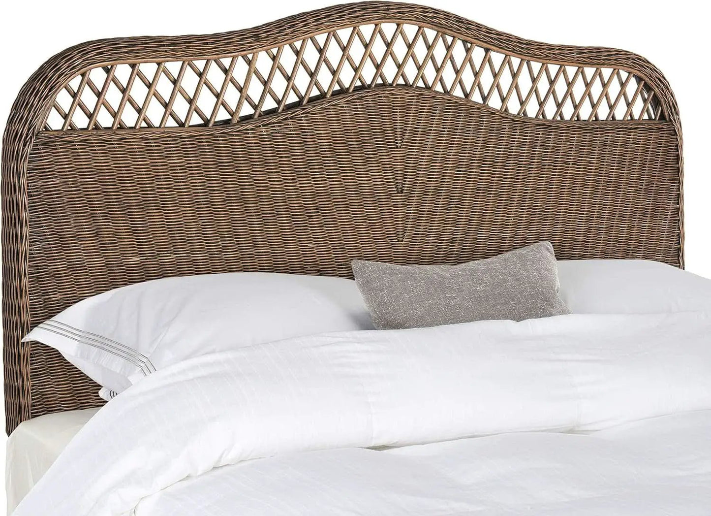 Intricately Woven Brown Rattan Queen Size Headboard from PriceLows™