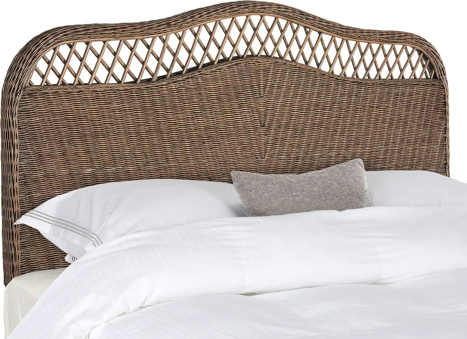Intricately Woven Brown Rattan Queen Size Headboard from PriceLows™