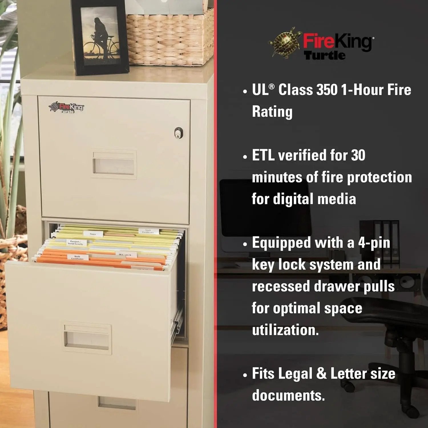 Vertical 2 Drawer Fire Safe File Cabinet 1 Hour Fire Rated from PriceLows™