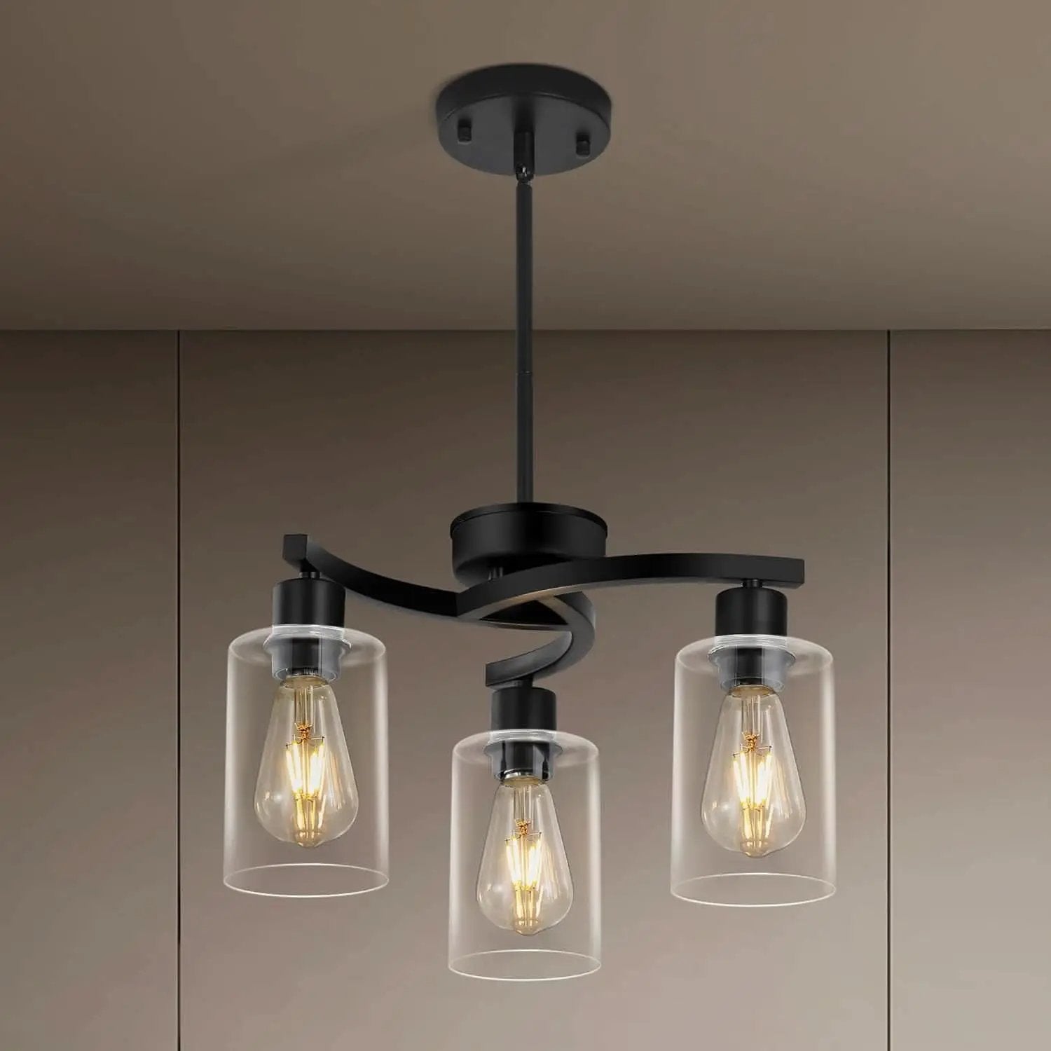 Three Light Black Dining Chandeliers For Kitchen Island from PriceLows™