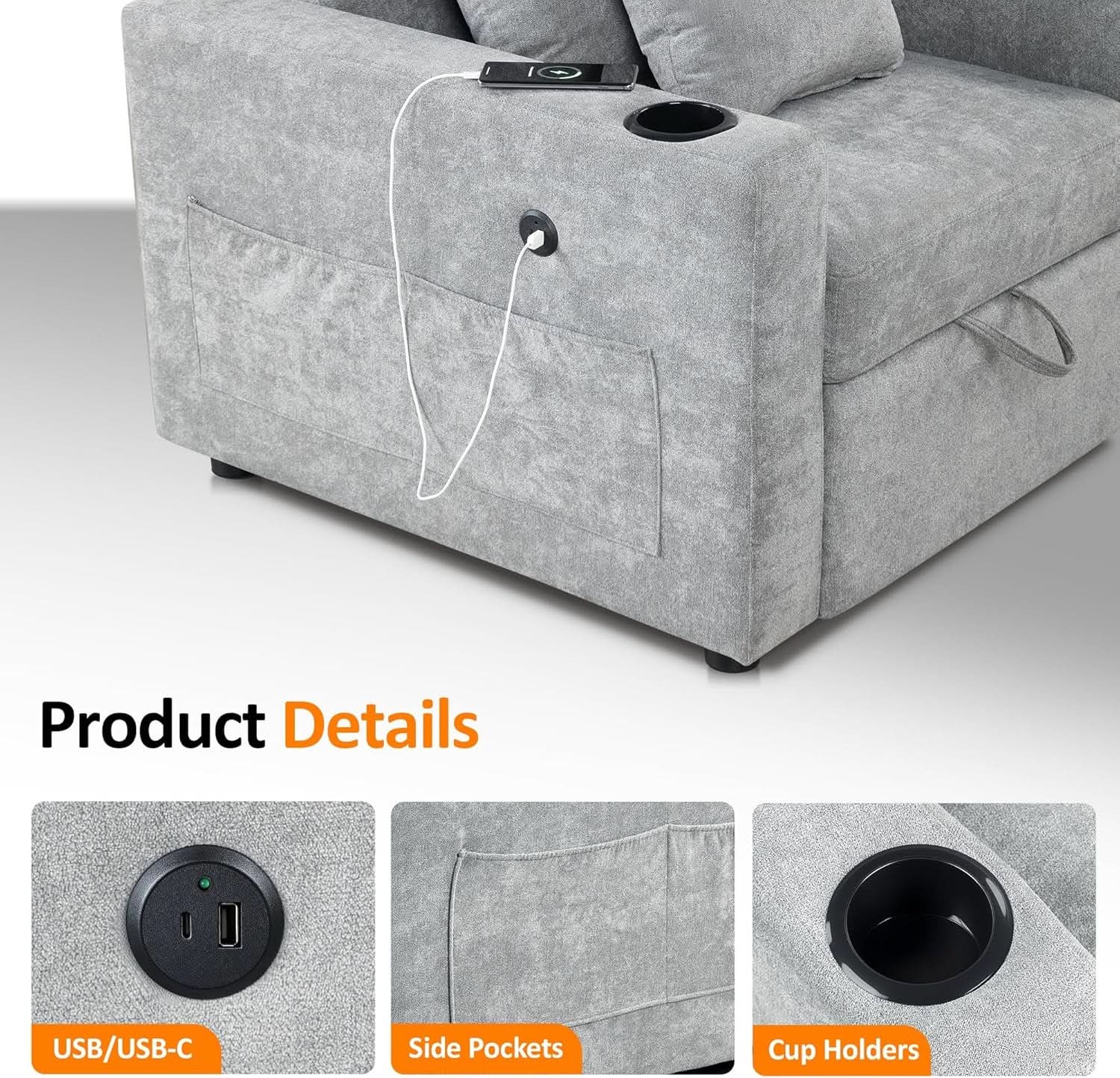 Convertible Sleeper Chair Bed With Linen Upholstery from PriceLows™