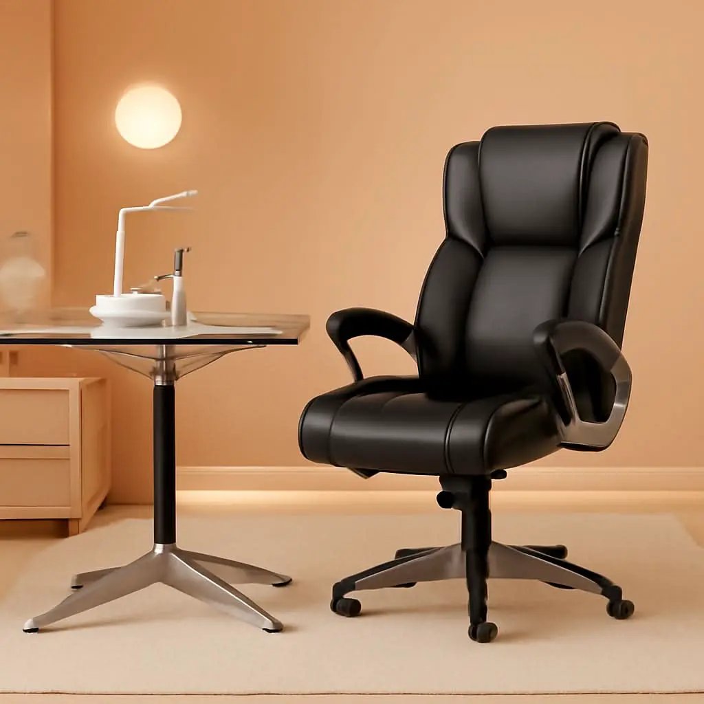 Black Leather Executive Office Chairs 2 Pack With Flip Arms from PriceLows™