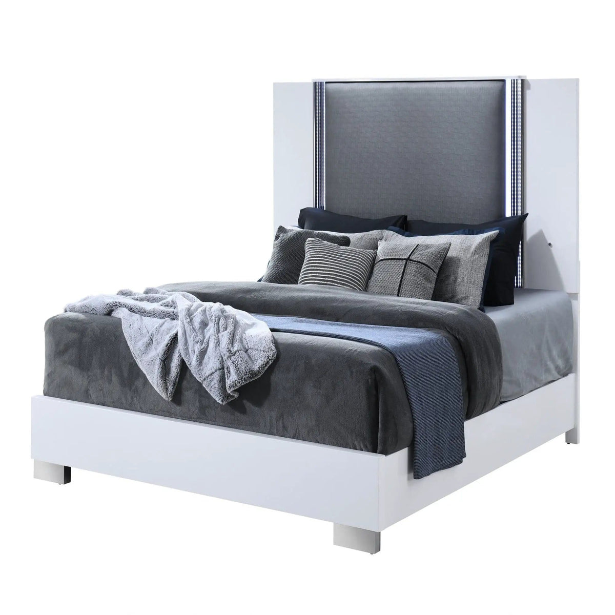Moon Bed & LED Accent Lighting | 79.4 x 86.2 x 61 in | Solid Wood & Marble | Bedroom