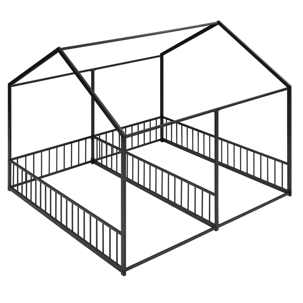 House Platform Bed | Solid Steel Frame | Twin Shared Bunks | Built In Guards