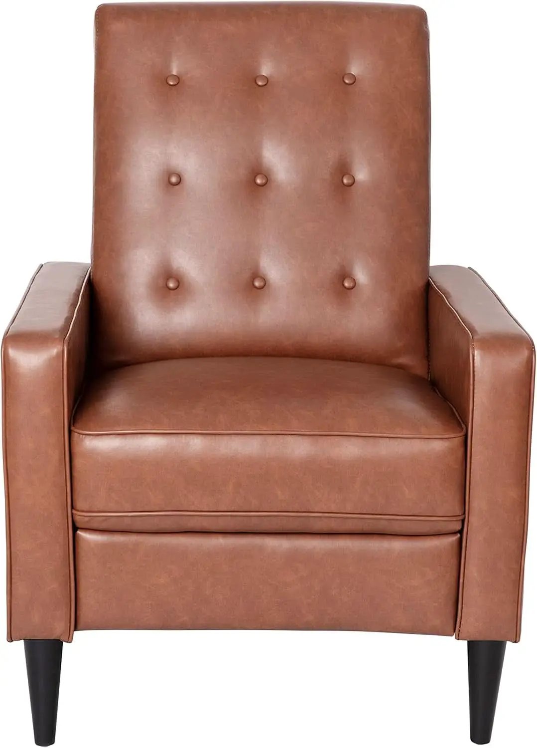 Erza Cognac Brown Leathersoft Pushback Mid Century Modern Recliner Chair from PriceLows™