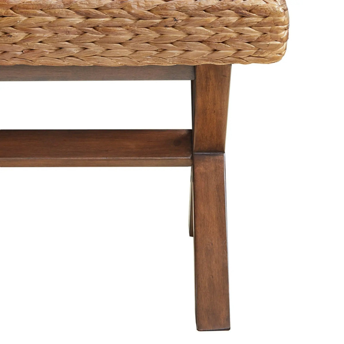 Accent Bench | Water Hyacinth Seat | Mahogany Wood Frame | 400 Lb Capacity