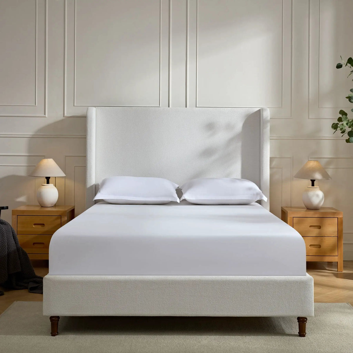 Harper Tall Headboard Upholstered Bed | Elegant Simplicity | No Box Spring Needed | 54 Inch Height