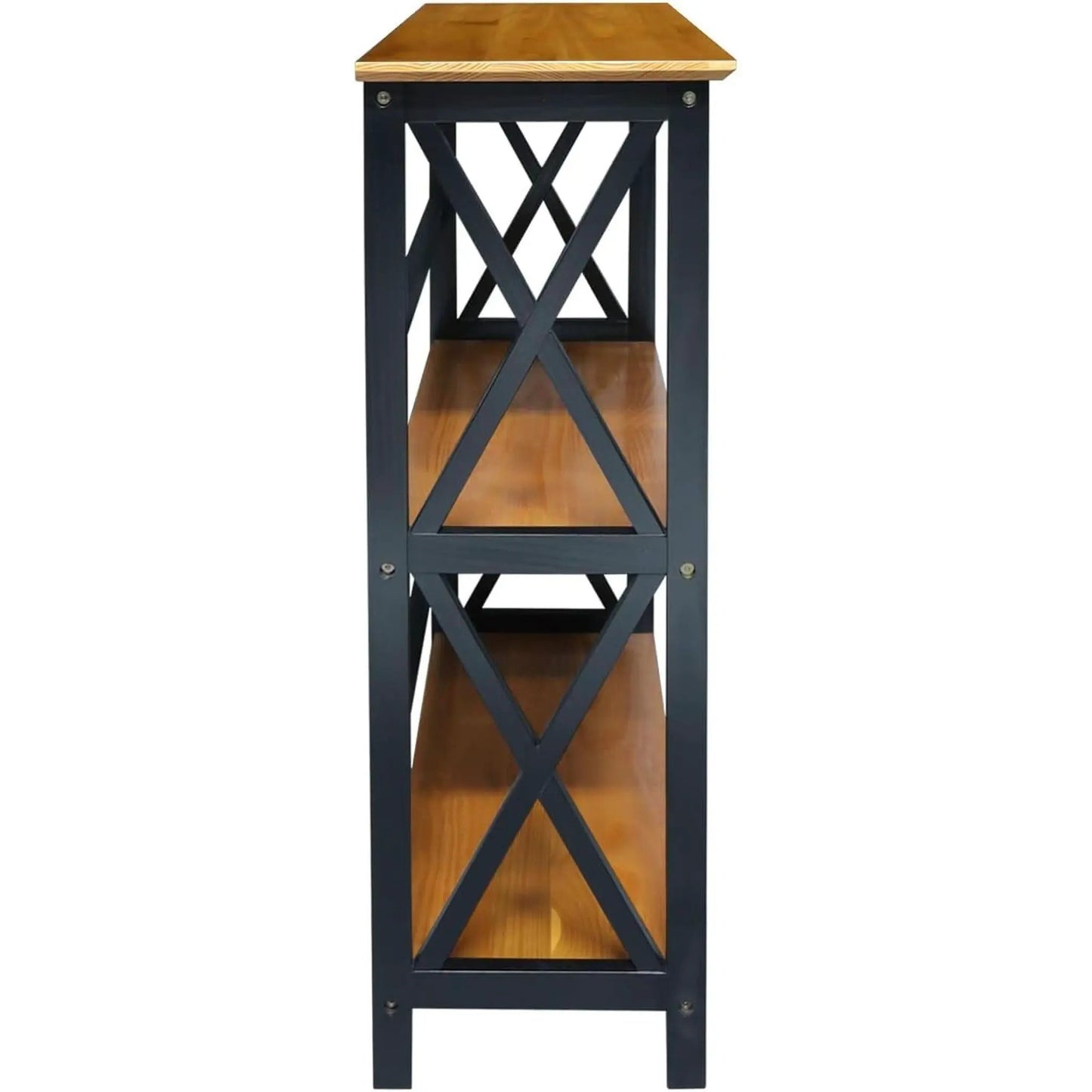 Shelf Bookcase Antique Walnut Black Three Shelf X Design from PriceLows™