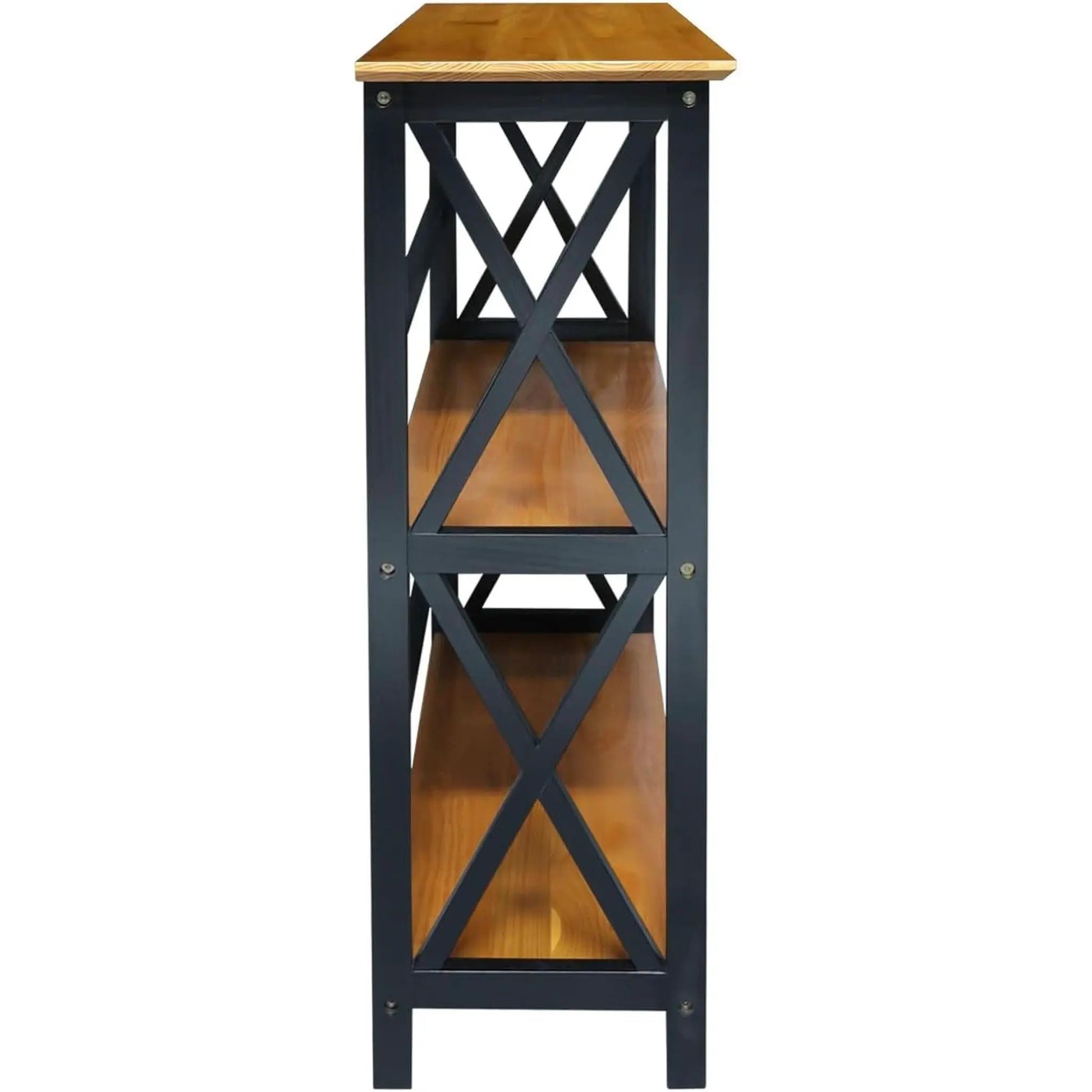 Shelf Bookcase Antique Walnut Black Three Shelf X Design from PriceLows™