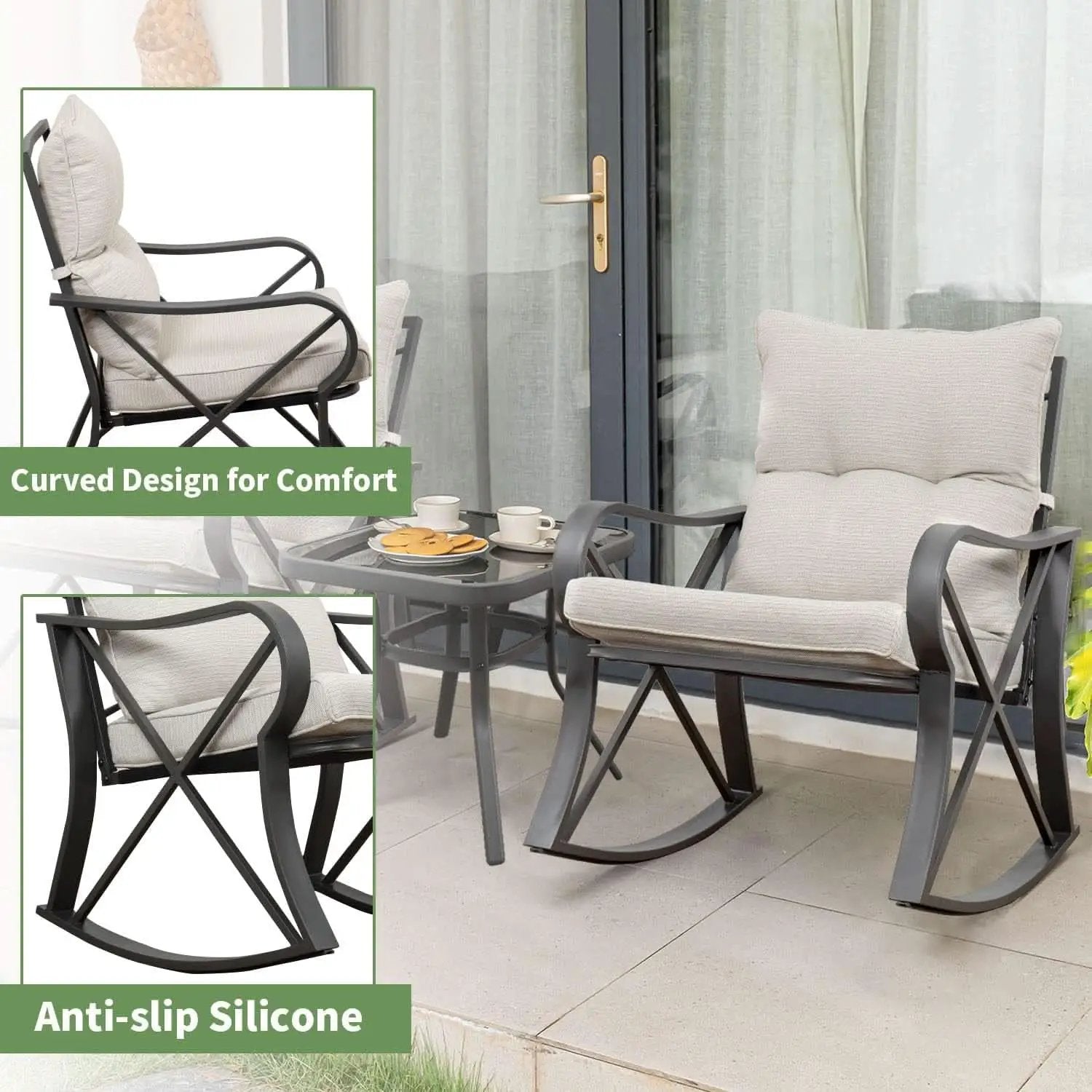 Three Piece Outdoor Bistro Set with Rocking Chairs from PriceLows™