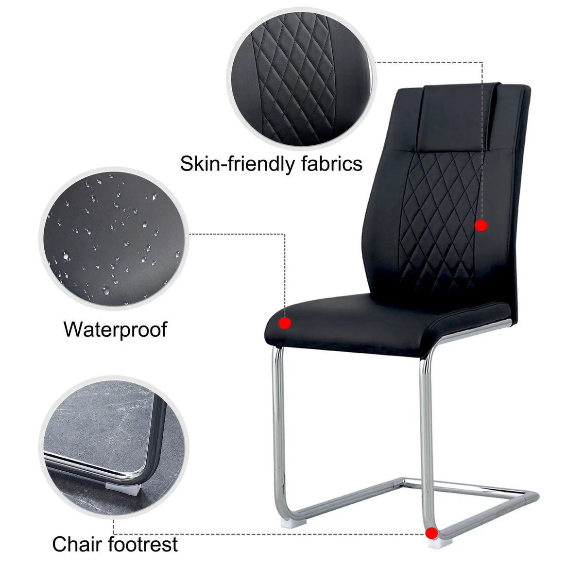 Modern Dining Chairs | Padded Seat | Metal Legs | Anti-Slip Footpads