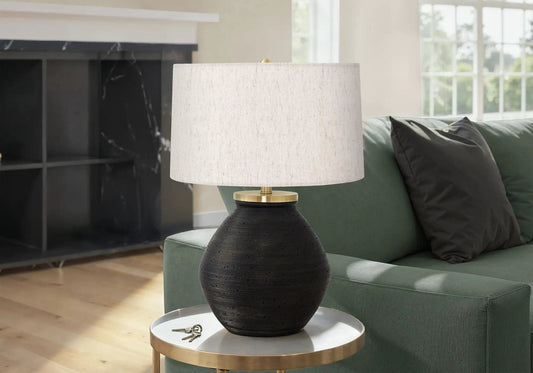 Lighting, Table Lamp, Concrete, Contemporary Black / | 18 x 18 x 25 in | Linen & Concrete | Cream