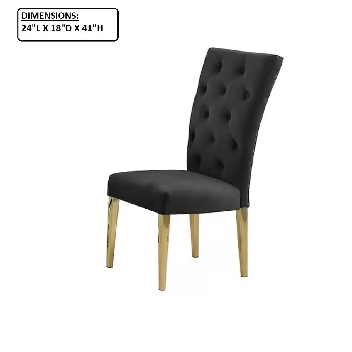Upholstered Dining Chairs | Tufted Back | Stainless Steel Base | Set Of 2