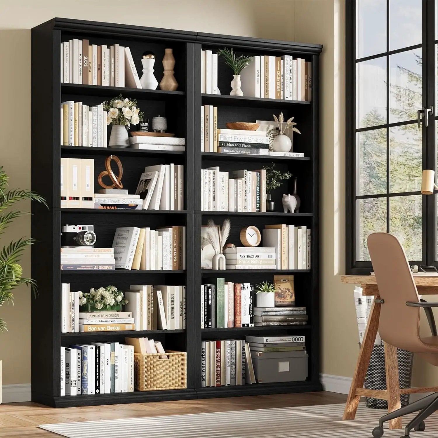 28 Inch Wide Tall Bookcase With Six Tiers For Home Office Storage For Living Room Organization from PriceLows™