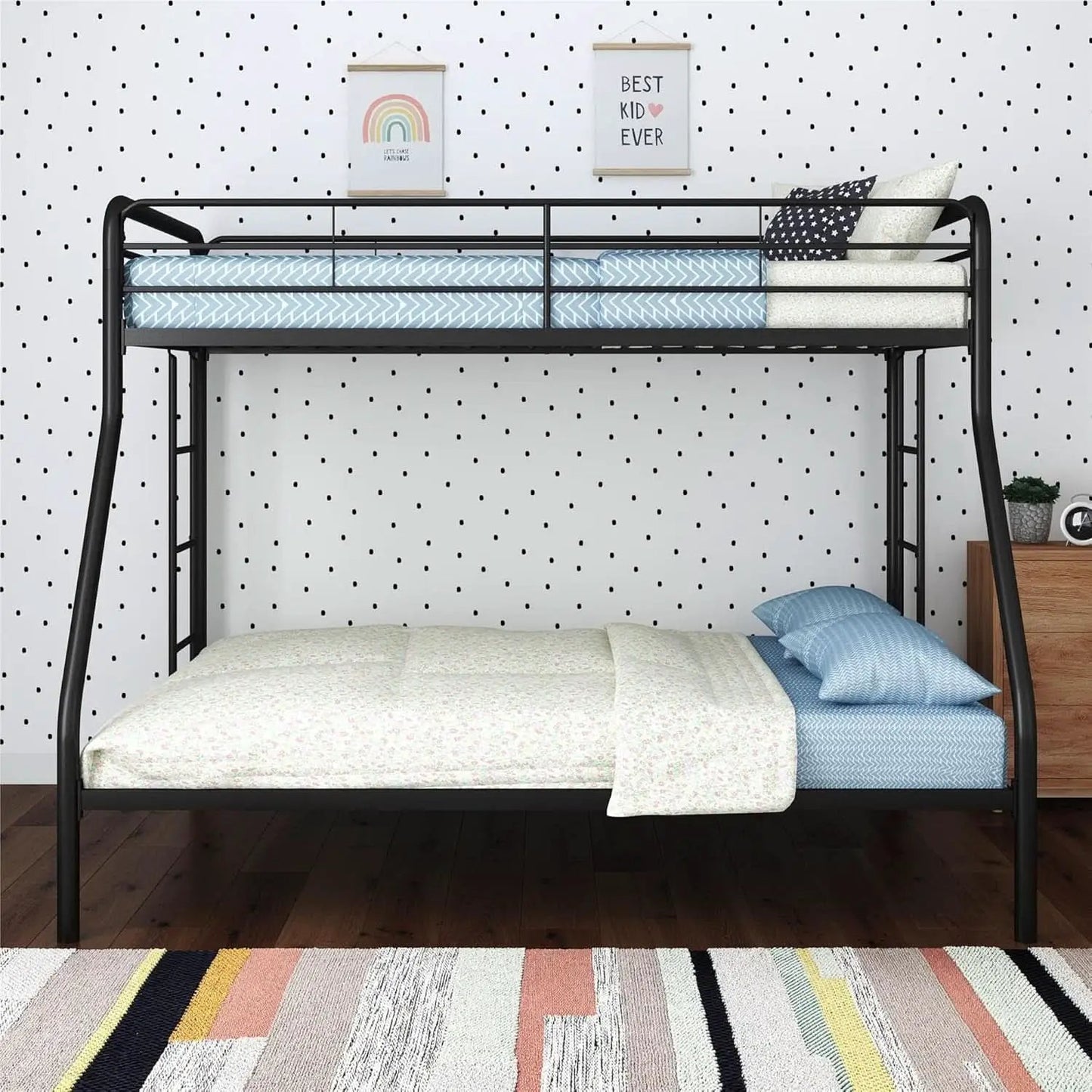 Dusty Metal Bunk Bed Frame Twin Over Full Black Finish from PriceLows™