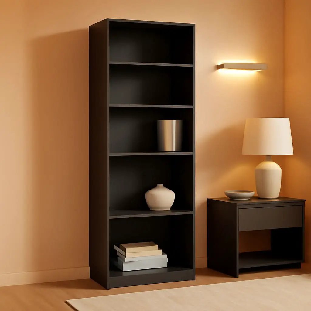 Jaya Black 5 Tier Bookcase For Home Office Storage from PriceLows™
